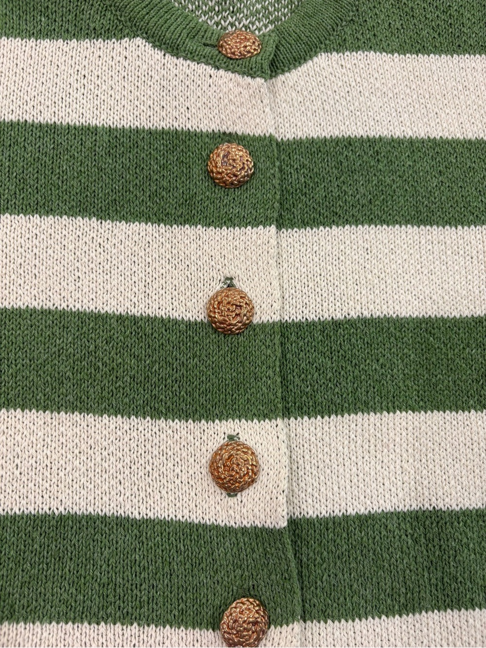 ZARA Green & Cream Striped Knit Cardigan Size Small - Picture 4 of 10